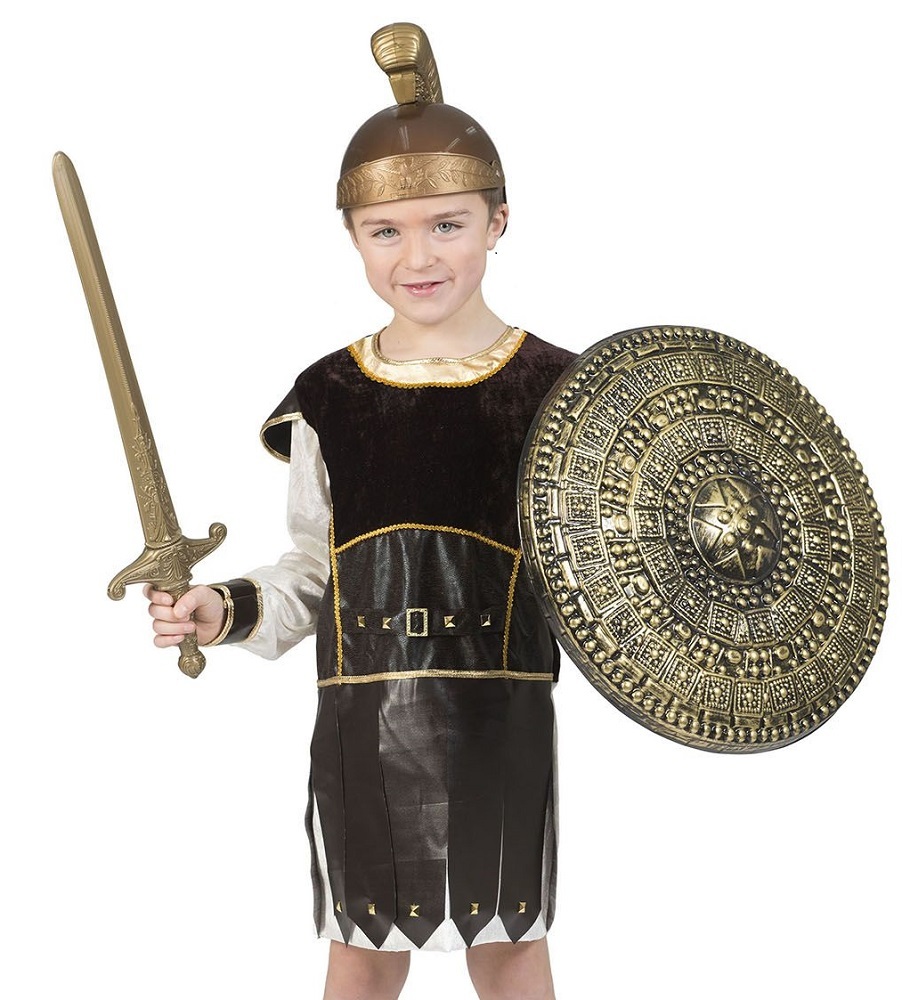 Disfraz de gladiador romano para niño - marrón dorado | túnica para niño - Imagen 10 de 10