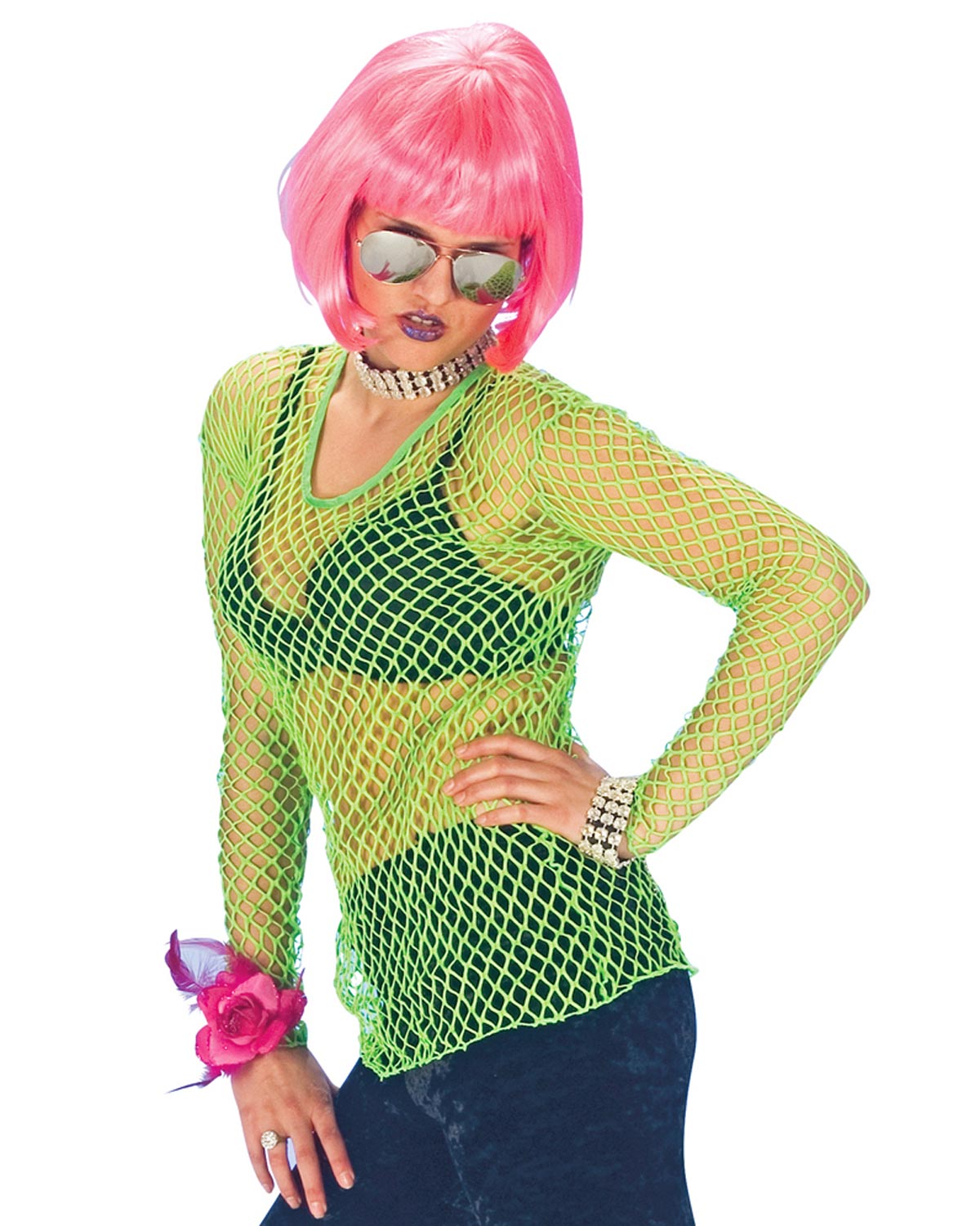 Neon Netz Shirt Farbwahl - Rave Rocker Disco Party Kostüm